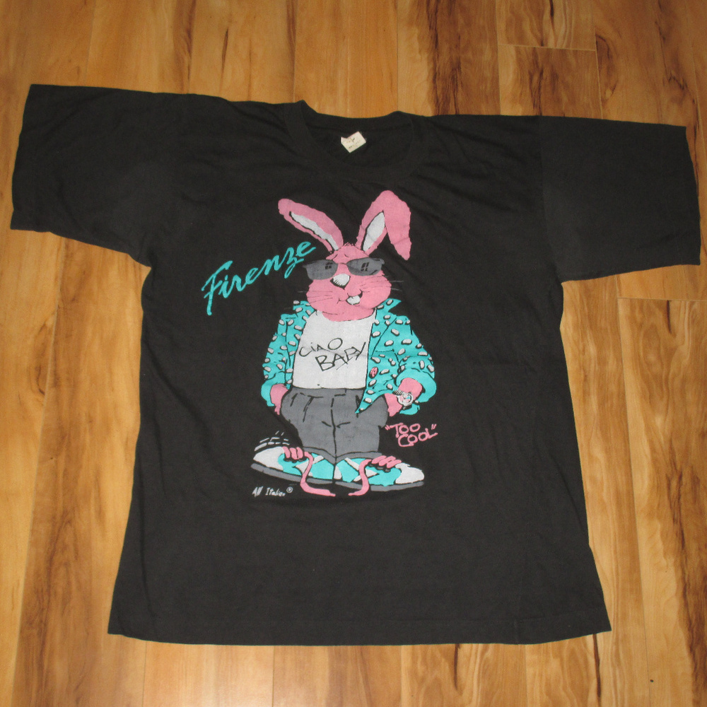 Vintage 1990s Rabbit Neon Harajuku Kawaii T Shirt